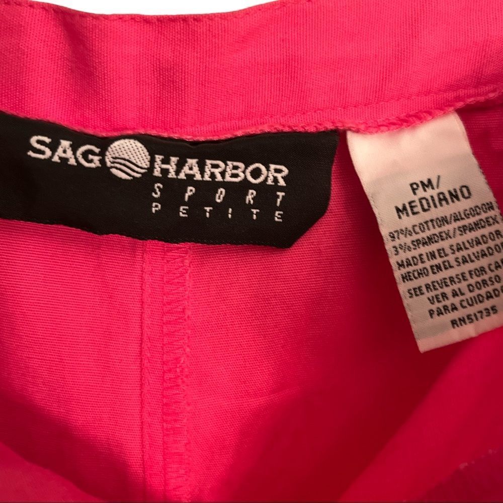 Vintage Sag Harbor Sport Petite Pants Women’s Hot Pink Capris Pants Lace Detail - Picture 7 of 8